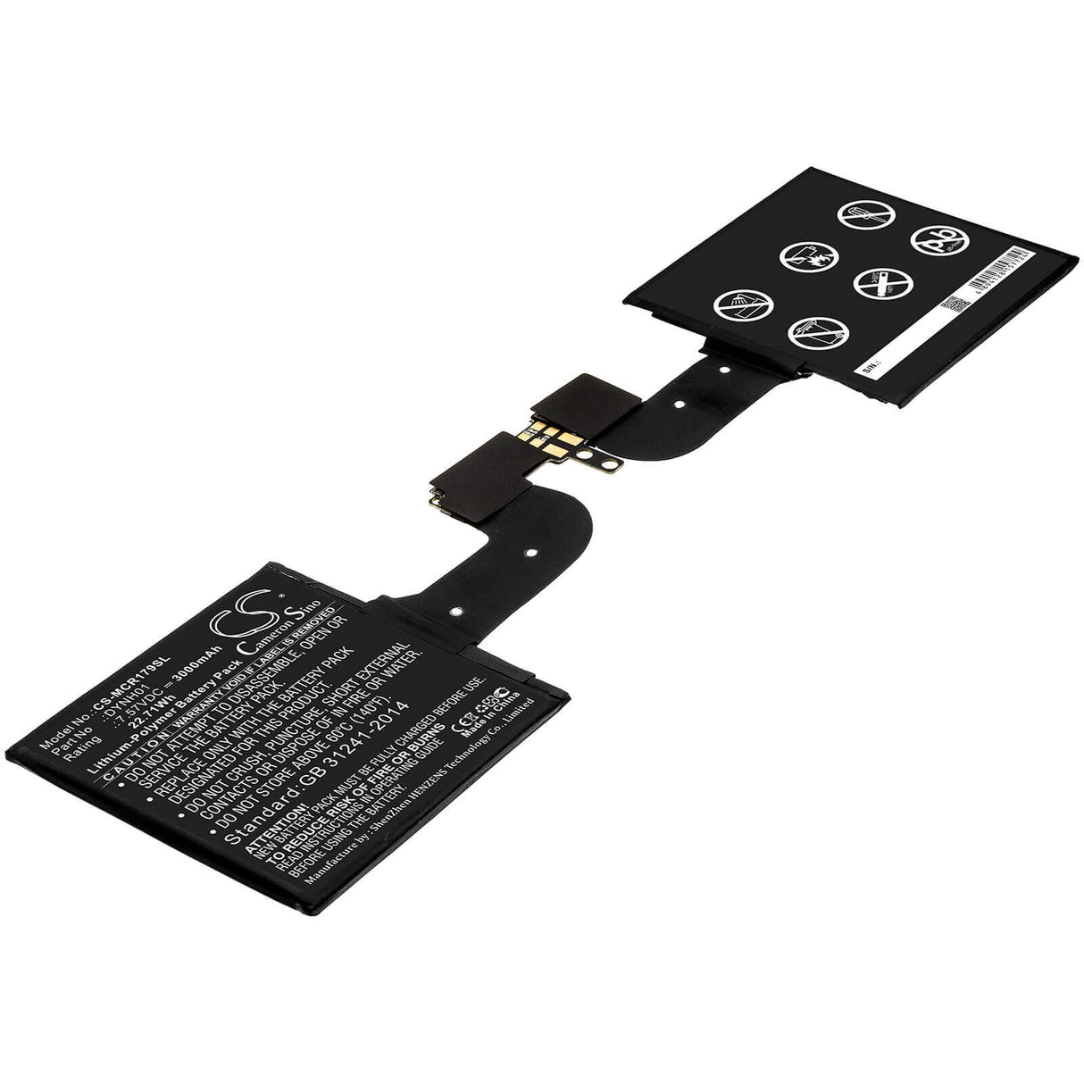 7.57V, Li-Polymer, 3000mAh, Tablet battery fits Microsoft, Dynh01, Surface Book 2 1793, Surface Book 2 1793 15, 22.71Wh Tablet Cameron Sino Technology Limited