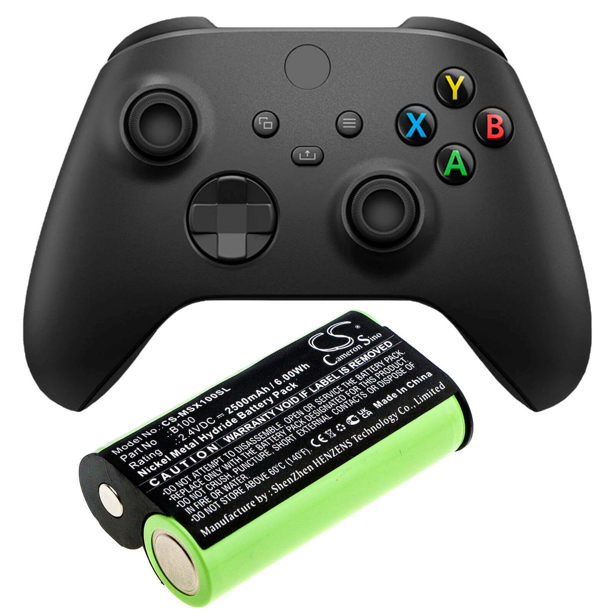 2,4V, Ni-MH, 2500mAh, batterie de console de jeu compatible avec Microsoft, B100, Xbox One Elite Wireless Contro, Xbox One S Wireless Controller, 6.00Wh Console de jeu Cameron Sino Technology Limited