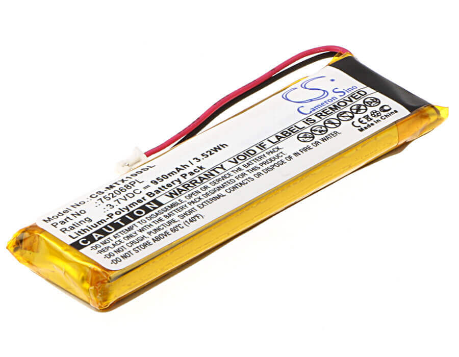 3.7V, Li-Polymer, 950mAh, Headset battery fits Midland, 752068pl, Btfm, Btnext, 3.52Wh Wireless Headset Cameron Sino Technology Limited