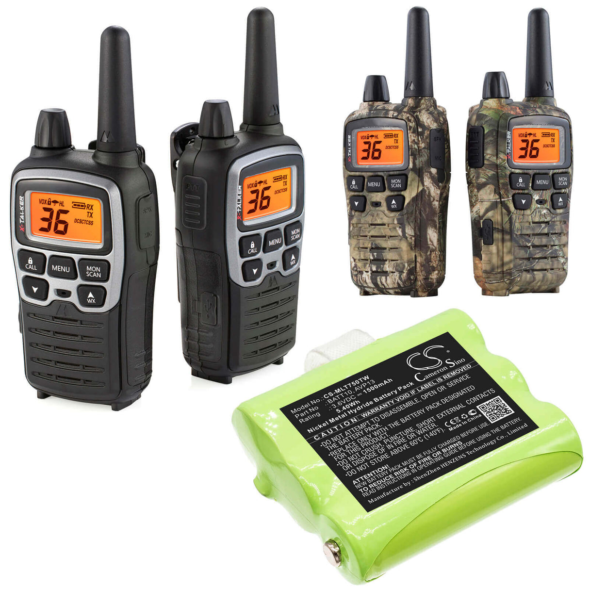 3.6V, Ni-MH, 1500mAh, Two-Way Radio battery fits Midland, Avp13, T71, T75, 5.4Wh Two-Way Radio Cameron Sino Technology Limited