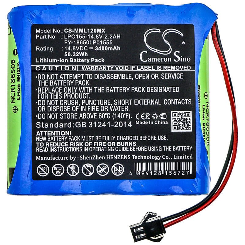 14.8V, Li-ion, 3400mAh, Medical battery fits Million, Fy-18650lp01555, Ml1200, Ml1500, 50.32Wh Medical Cameron Sino Technology Limited (Medical)