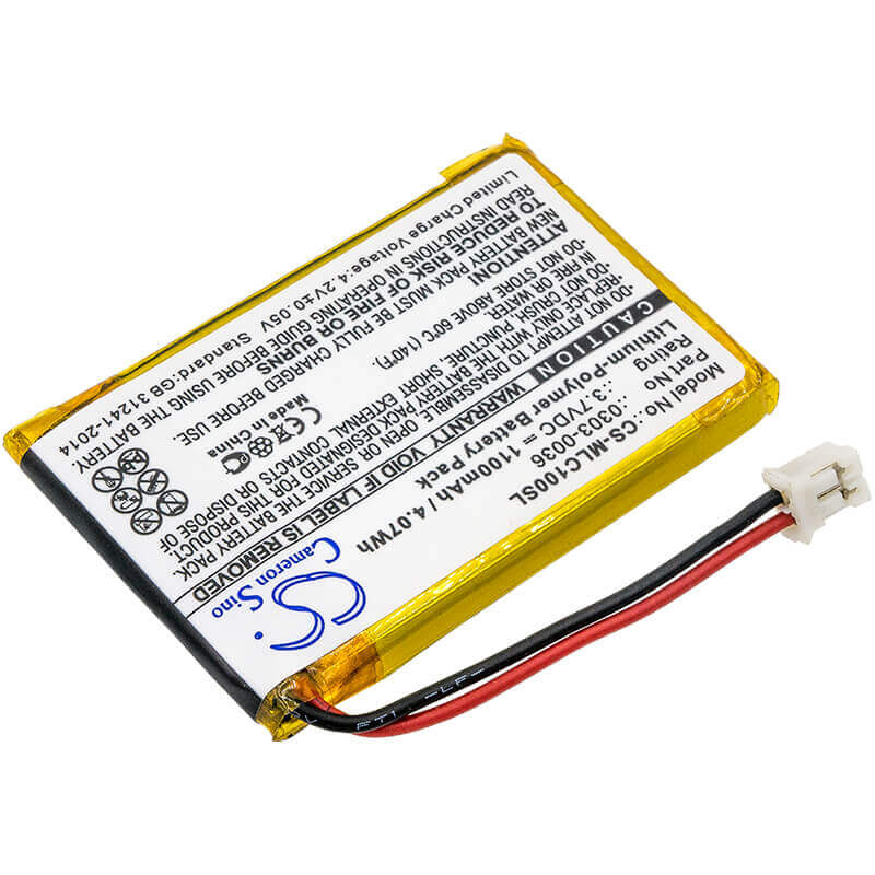 3.7V, Li-Polymer, 1100mAh, Batterie d'équipement compatible avec Minelab, 0303-0036, CTX 3030 WM-10, Gpz 7000, 4.07Wh Équipement, Enquête, Test Cameron Sino Technology Limited