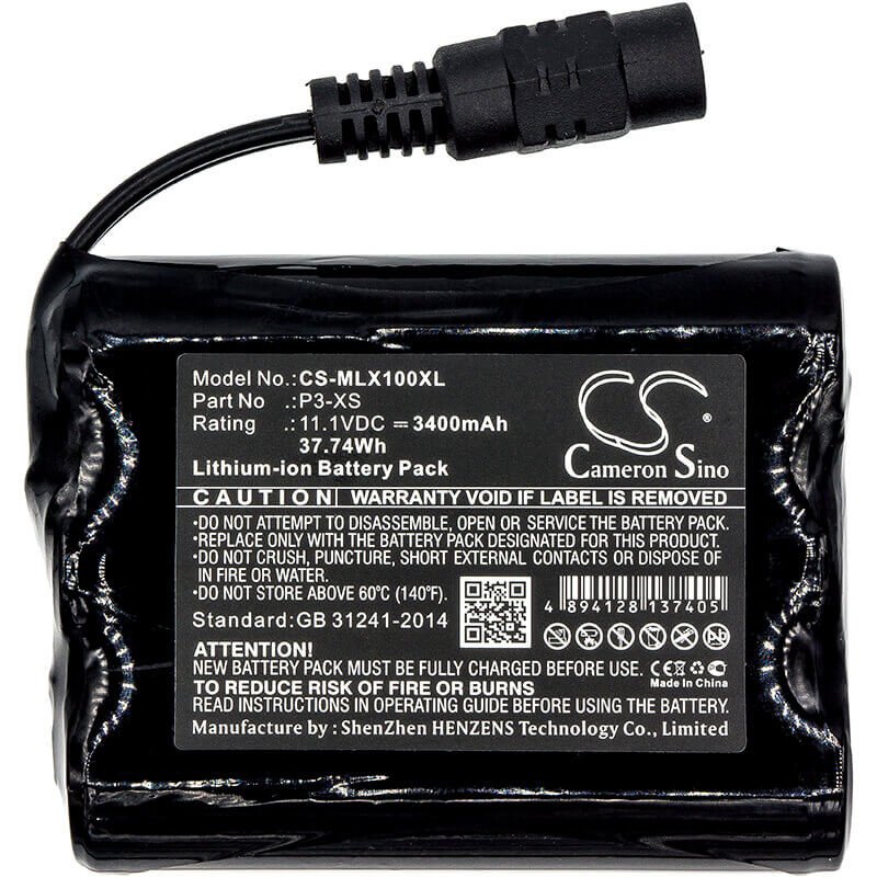 11.1V, Li-ion, 3400mAh, Equipment battery fits Minelab, P3-xs, Sovereign XS, 37.74Wh Equipment, Survey, Test Cameron Sino Technology Limited