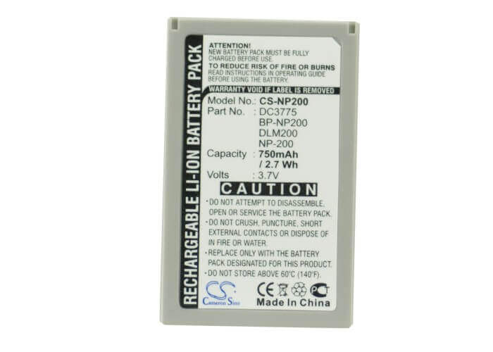 3.7V, Li-ion, 750mAh, Camera battery fits Minolta, Np-200, Dimage X, Dimage Xg, 2.775Wh Camera Cameron Sino Technology Limited (Camera)