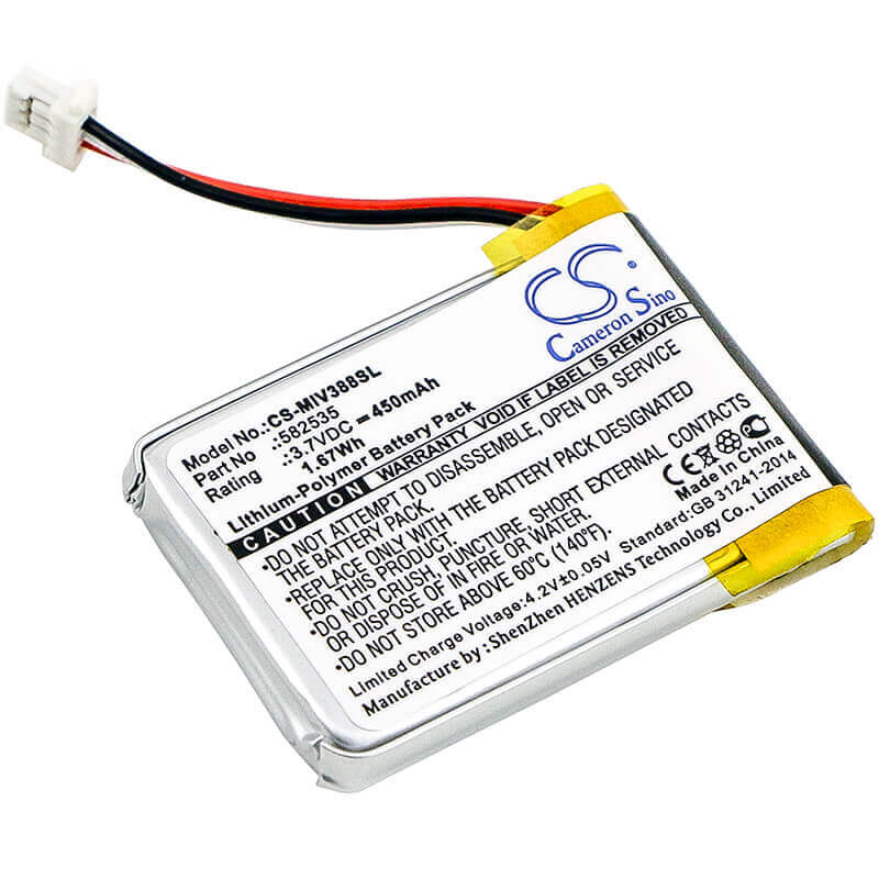 Batterie de caméra de tableau de bord pour Mio, Mivue 388 3.7v, 450mah - 2.96wh Dashcam Cameron Sino Technology Limited