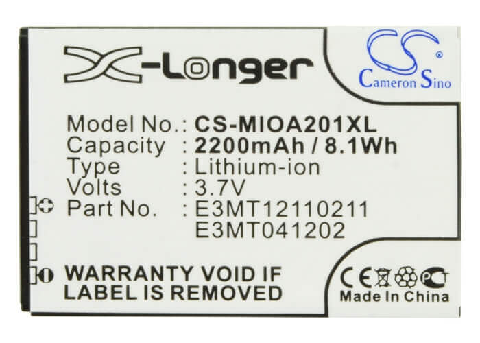 3.7V, Li-ion, 2200mAh, SmartPhone battery fits Mitac, Bp-lp1200/11-a0001 Mx, Mio A200, Mio A201, 8.14Wh Mobile, SmartPhone Cameron Sino Technology Limited (Suspended)