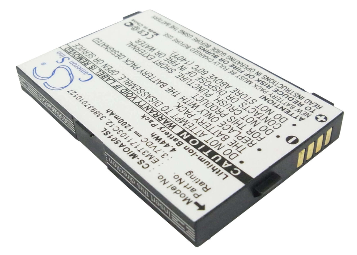 3.7V, Li-ion, 1200mAh, SmartPhone battery fits Mitac, 338937010127, Mio A500, Mio A501, 4.44Wh Mobile, SmartPhone Cameron Sino Technology Limited (Smartphone)