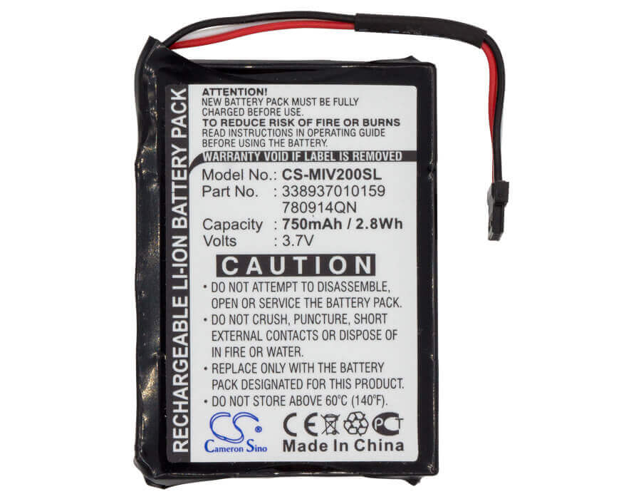 3,7V, Li-ion, 750mAh, batterie GPS compatible avec Mitac, 338937010159, Mio Moov 200, Mio Moov 200e, 2,78Wh GPS, Navigateur Cameron Sino Technology Limited