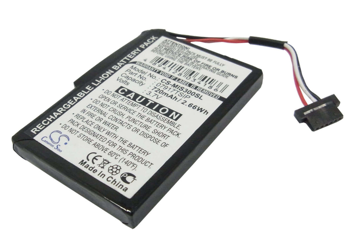 3,7V, Li-ion, 720mAh, batterie GPS compatible avec Mitac, Navman, 07917tsip, Mio Spirit 300, Spirit 300 Traffic, 2,66Wh GPS, Navigator Cameron Sino Technology Limited