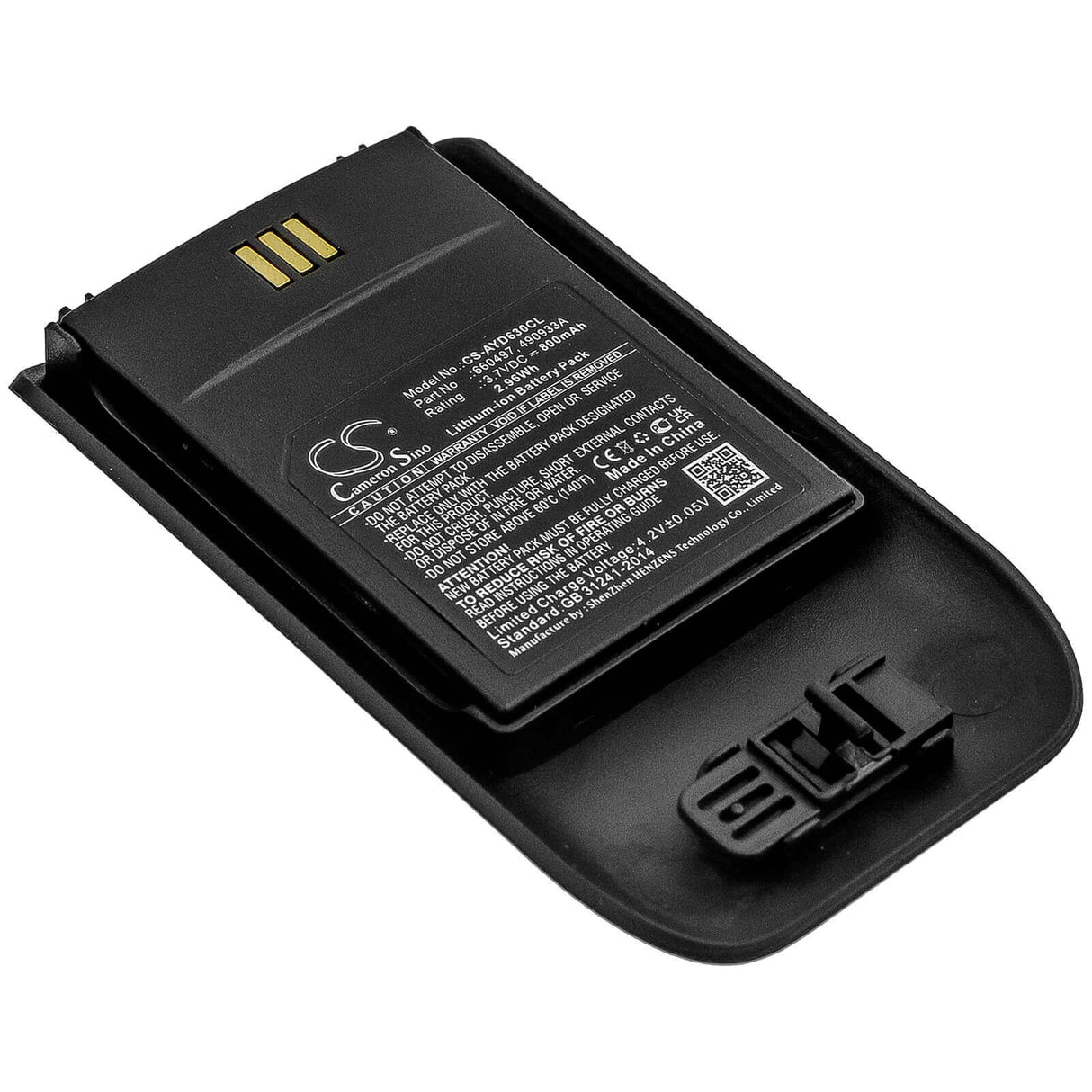 3,7V, Li-ion, 800mAh, Batterie de téléphone sans fil compatible avec Mitel, Innovaphone, Ascom, (Noir), 490933a, D63, D63 Messenger Lite, 2,96Wh Téléphone sans fil Cameron Sino Technology Limited (Téléphone sans fil)