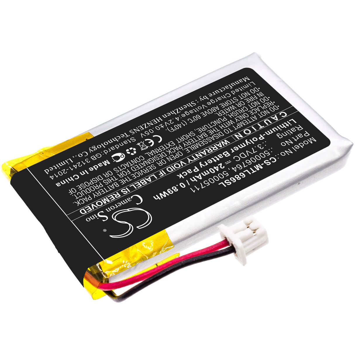 3.7V, Li-Polymer, 240mAh, Headset battery fits Mitel, 50005711, 6863i, 6865, 0.89Wh Wireless Headset Cameron Sino Technology Limited