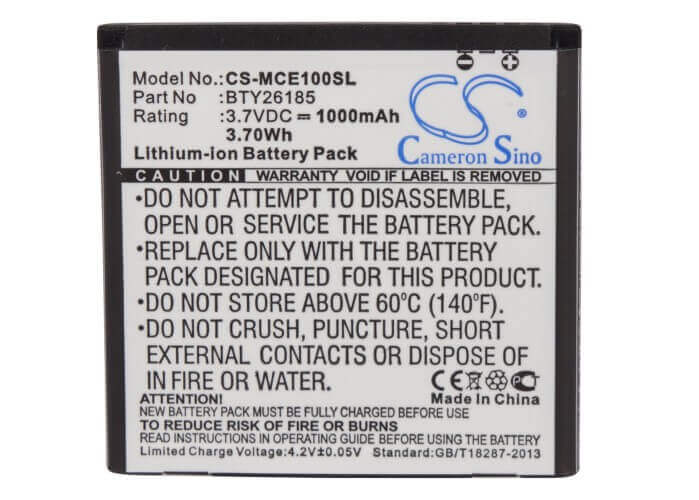 3.7V, Li-ion, 1000mAh, SmartPhone battery fits Overmax, Mobistel, Bty26185, Cynus E1, Mt-350b, 3.7Wh Mobile, SmartPhone Cameron Sino Technology Limited (Smartphone)