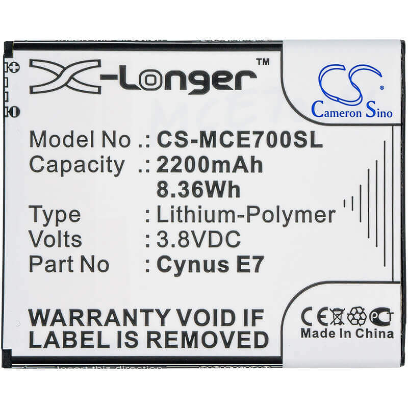 3,8V, Li-Polymère, 2200mAh, batterie de smartphone compatible avec Mobistel, Cynus E7, Cynus E7, 8,36Wh Mobile, Smartphone Cameron Sino Technology Limited (Smartphone)