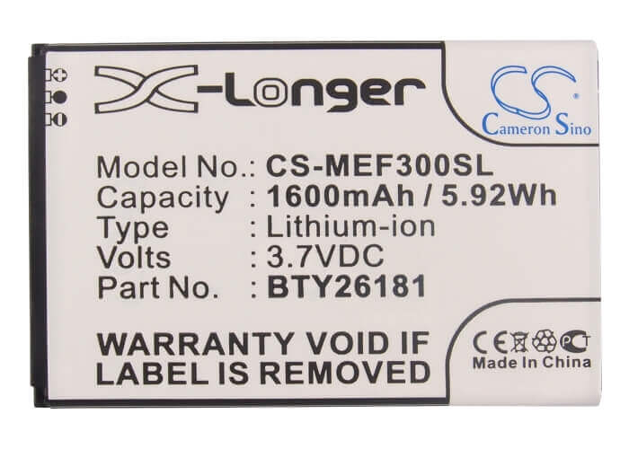 3.7V, Li-ion, 1600mAh, SmartPhone battery fits Mobistel, Bty26181, Cynus F3, Mt-7511, 5.92Wh Mobile, SmartPhone Cameron Sino Technology Limited (Smartphone)
