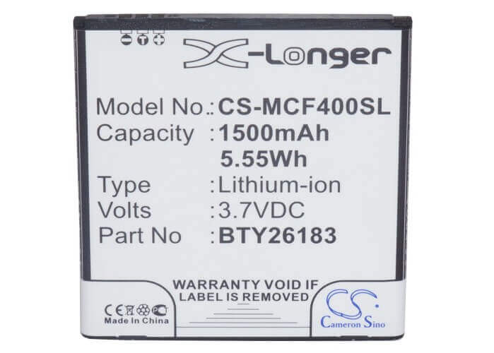3.7V, Li-ion, 1500mAh, SmartPhone battery fits Mobistel, Bty26183, Cynus F4, Mt-7521b, 5.55Wh Mobile, SmartPhone Cameron Sino Technology Limited (Smartphone)