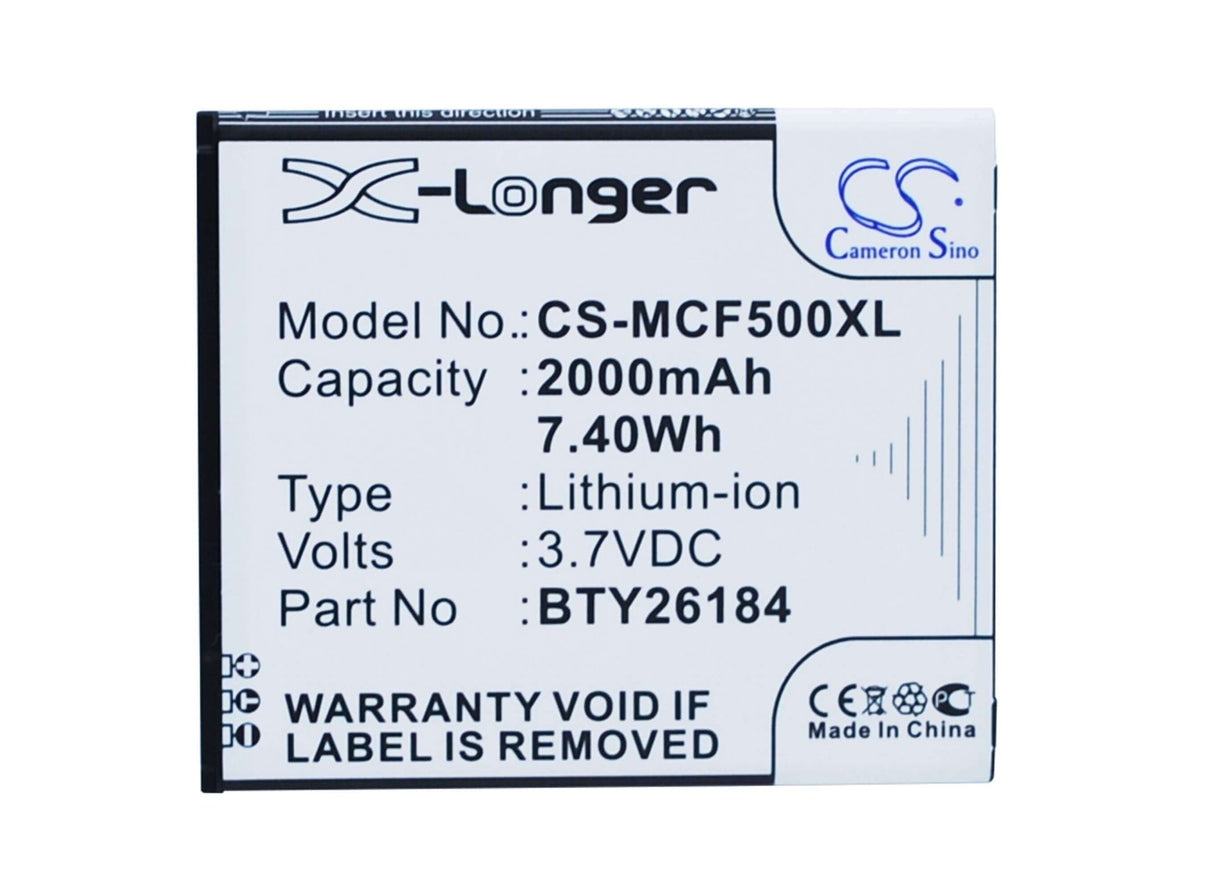 3.7V, Li-ion, 2000mAh, SmartPhone battery fits Mobistel, Bty26184, Cynus F5, Mt-8201b, 7.4Wh Mobile, SmartPhone Cameron Sino Technology Limited (Smartphone)