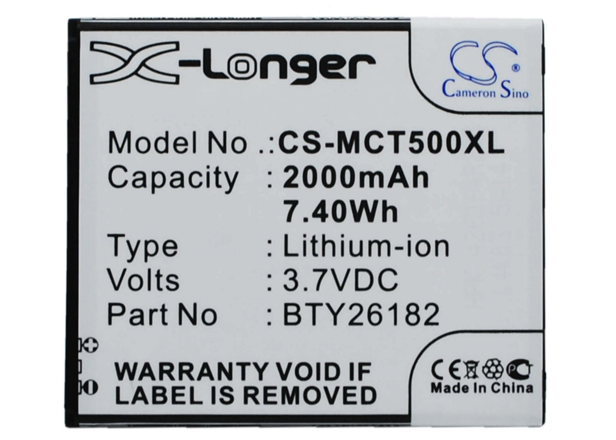 3.7V, Li-ion, 2000mAh, SmartPhone battery fits Mobistel, Bty26182, Cynus T5, Mt-9201b, 7.4Wh Mobile, SmartPhone Cameron Sino Technology Limited (Smartphone)