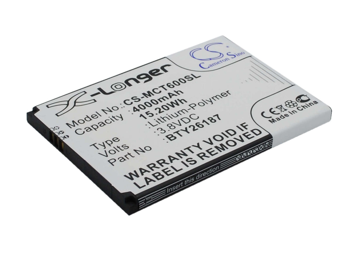 3.8V, Li-Polymer, 4000mAh, SmartPhone battery fits Mobistel, Bty26187, Cynus T6, 15.2Wh Mobile, SmartPhone Cameron Sino Technology Limited (Smartphone)