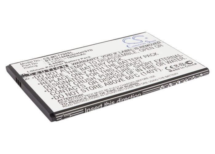 3.7V, Li-Polymer, 1800mAh, SmartPhone battery fits Mobistel, Bty26186, Cynus T7, Mt-600s, 6.66Wh Mobile, SmartPhone Cameron Sino Technology Limited (Smartphone)
