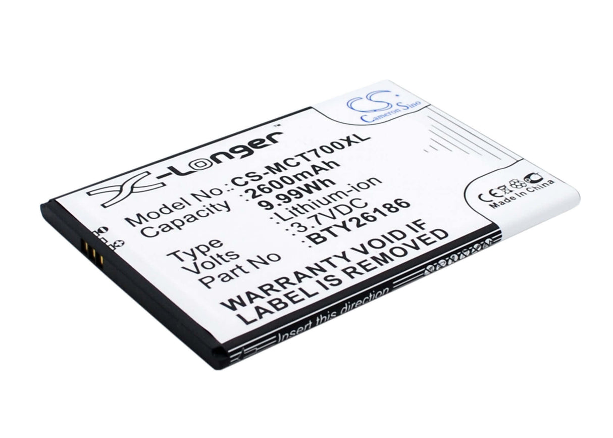 3,7V, Li-ion, 2600mAh, batterie de smartphone compatible avec Mobistel, Bty26186, Cynus T7, Mt-600s, 9,62Wh Mobile, Smartphone Cameron Sino Technology Limited (Smartphone)