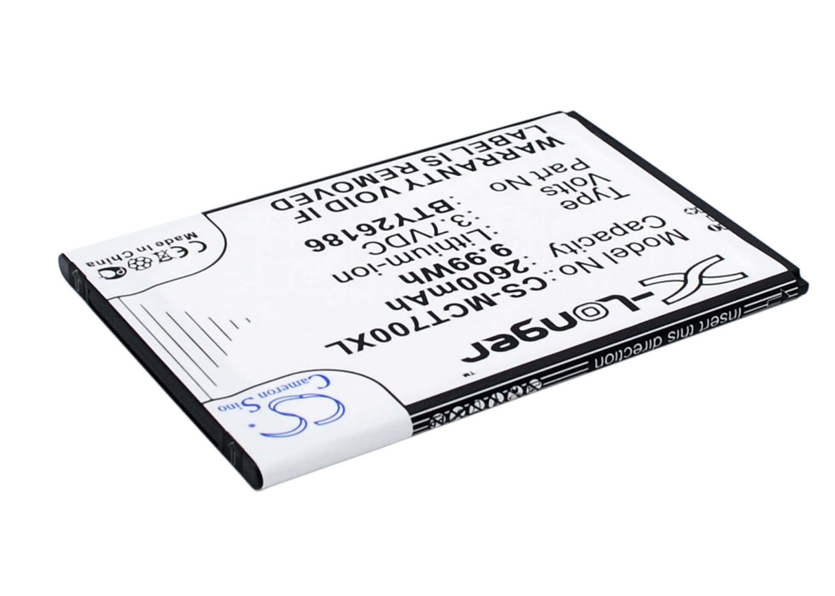 3,7V, Li-ion, 2600mAh, batterie de smartphone compatible avec Mobistel, Bty26186, Cynus T7, Mt-600s, 9,62Wh Mobile, Smartphone Cameron Sino Technology Limited (Smartphone)