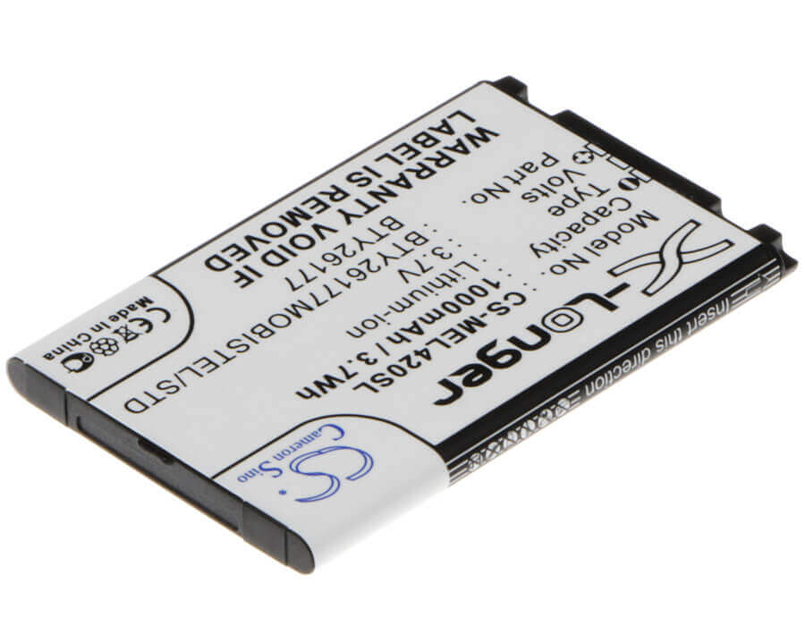 3.7V, Li-ion, 1000mAh, SmartPhone battery fits Mobistel, Bty26177, El420, El420 Dual, 3.7Wh Mobile, SmartPhone Cameron Sino Technology Limited (Suspended)