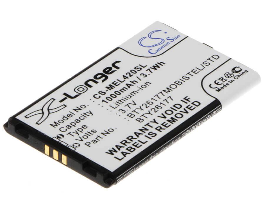 3.7V, Li-ion, 1000mAh, SmartPhone battery fits Mobistel, Bty26177, El420, El420 Dual, 3.7Wh Mobile, SmartPhone Cameron Sino Technology Limited (Suspended)