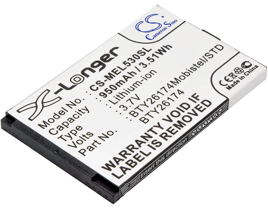 3.7V, Li-ion, 950mAh, SmartPhone battery fits Mobistel, Bty26174, El530, El530 Dual, 3.52Wh Mobile, SmartPhone Cameron Sino Technology Limited (Smartphone)