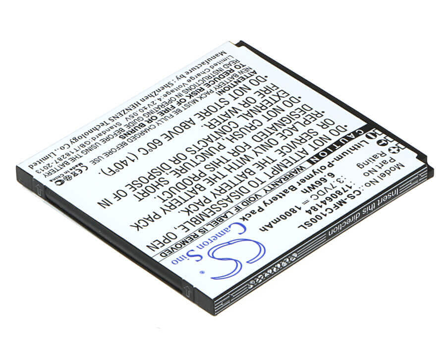 3,7V, Li-Polymère, 1800mAh, batterie de smartphone compatible avec Mobiwire, 178064184, Cygnus, 6,66Wh Mobile, SmartPhone Cameron Sino Technology Limited (Suspendu)