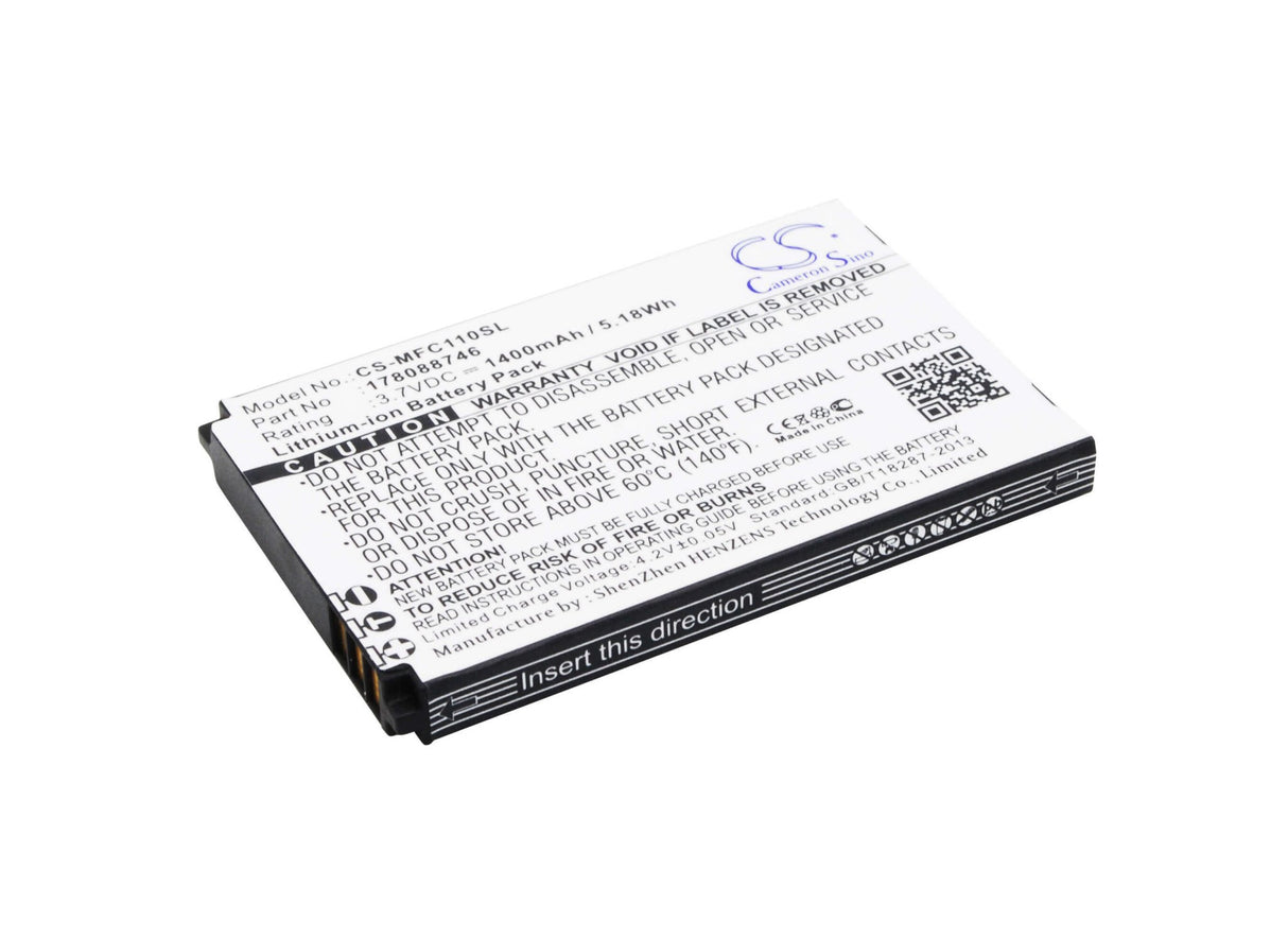 3.7V, Li-ion, 1400mAh, SmartPhone battery fits Mobiwire, 178088746, Cygnus Mini, 5.18Wh Mobile, SmartPhone Cameron Sino Technology Limited (Smartphone)