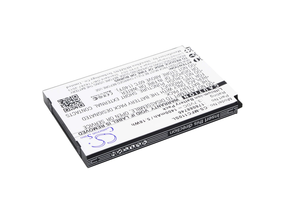 3.7V, Li-ion, 1400mAh, SmartPhone battery fits Mobiwire, 178088746, Cygnus Mini, 5.18Wh Mobile, SmartPhone Cameron Sino Technology Limited (Smartphone)