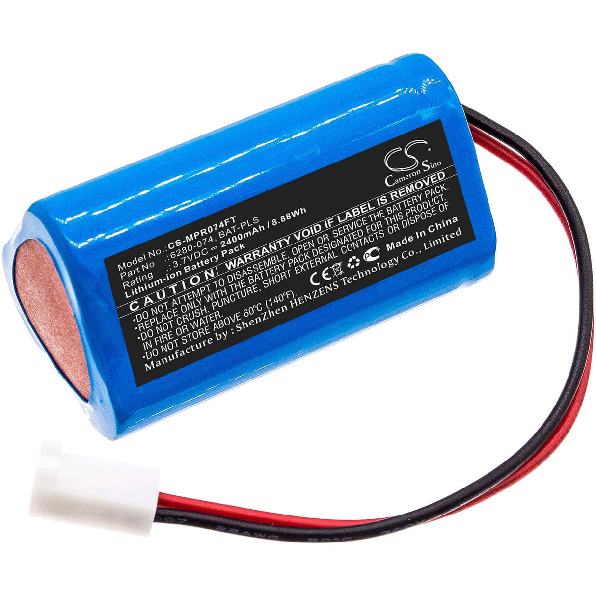 3.7V, Li-ion, 2400mAh, Flashlight battery fits Monarch, 6280-074, Pocket Led Stroboscope, 8.88Wh Flashlight Cameron Sino Technology Limited