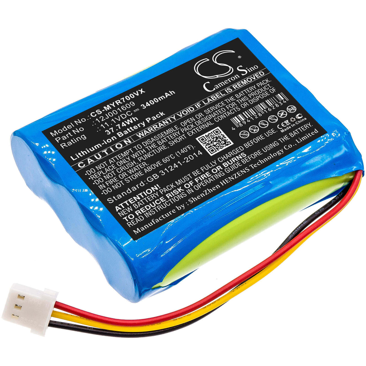 11.1V, Li-ion, 3400mAh, Vacuum battery fits Moneual, Everybot Rs500, Everybot Rs700, 37.74Wh Vacuum Cameron Sino Technology Limited