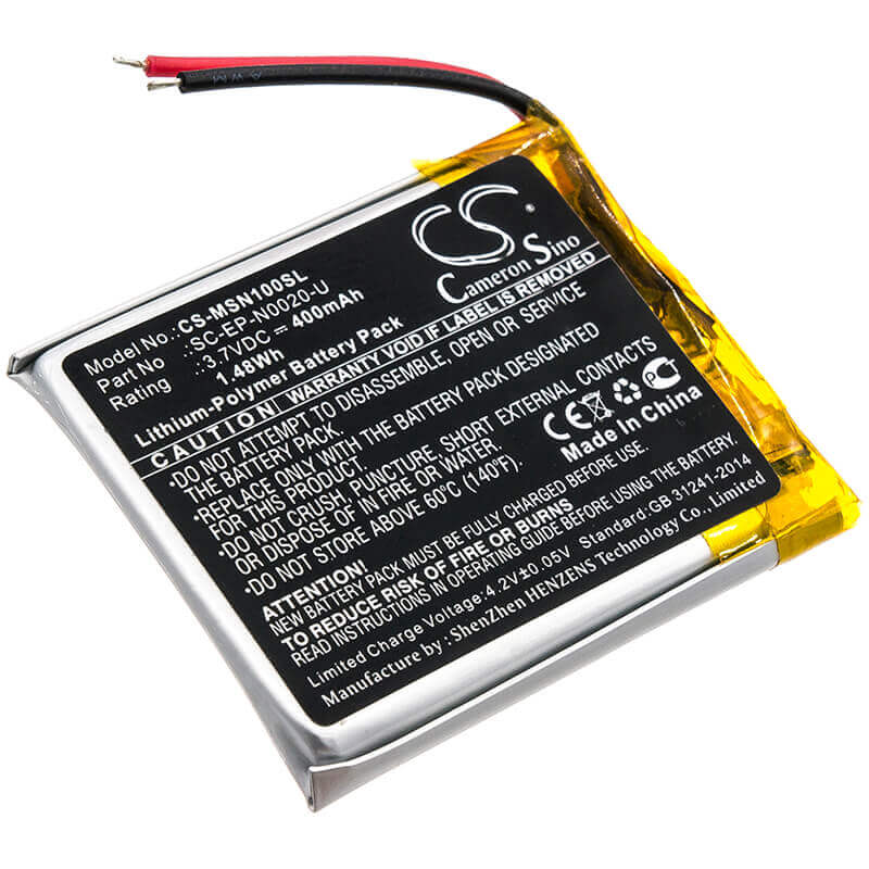 3.7V, Li-Polymer, 400mAh, Headset battery fits Monster, Sc-ep-n0020-u, Ncredible 1, Ncredible Ntune, 1.48Wh Wireless Headset Cameron Sino Technology Limited