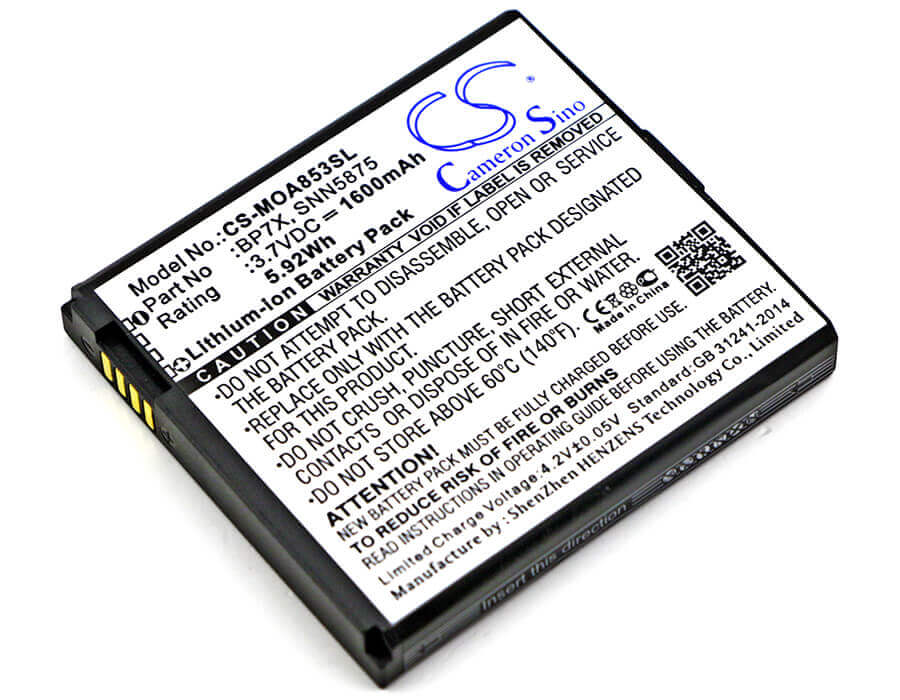 3.7V, Li-ion, 1600mAh, SmartPhone battery fits Motorola, Bp7x, A855 Sholes Android, A954, 5.92Wh Mobile, SmartPhone Cameron Sino Technology Limited (Smartphone)