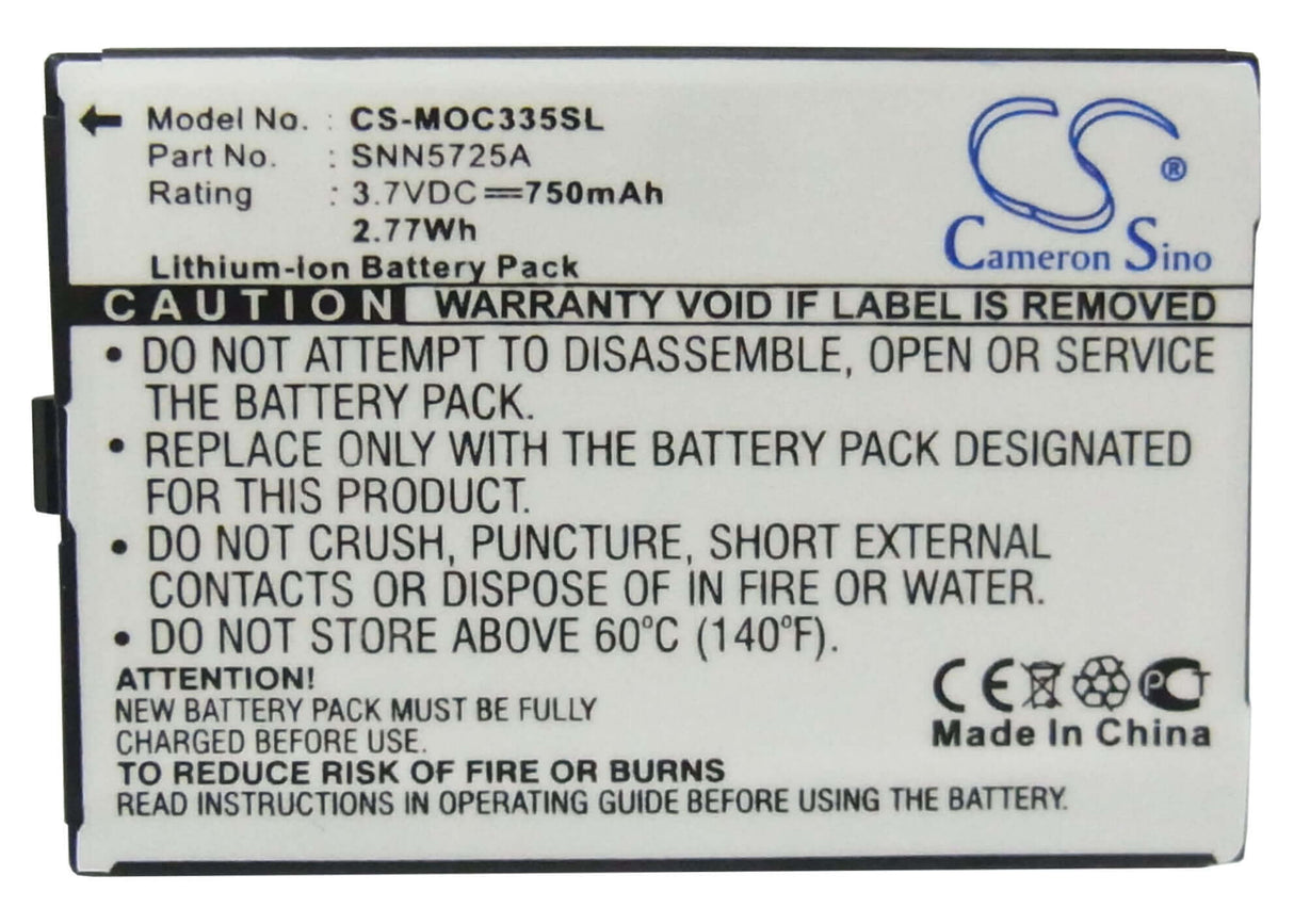 3.7V, Li-ion, 750mAh, SmartPhone battery fits Motorola, Snn5725a, C300, C335, 2.78Wh Mobile, SmartPhone Cameron Sino Technology Limited (Smartphone)