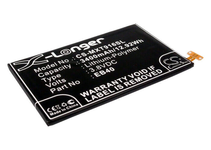 3.8V, Li-Polymer, 3400mAh, SmartPhone battery fits Motorola, Eb40, Droid Razr Maxx, Xt912m, 12.92Wh Mobile, SmartPhone Cameron Sino Technology Limited (Suspended)