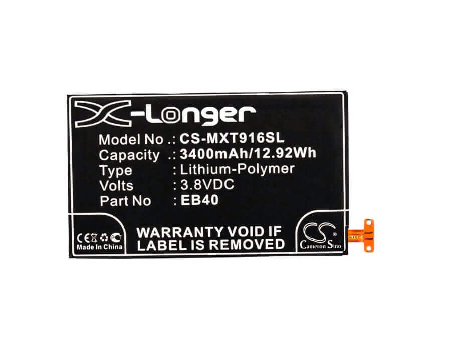 3.8V, Li-Polymer, 3400mAh, SmartPhone battery fits Motorola, Eb40, Droid Razr Maxx, Xt912m, 12.92Wh Mobile, SmartPhone Cameron Sino Technology Limited (Suspended)