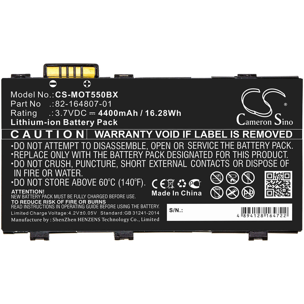 Batterie de scanner de codes-barres pour Motorola, Es85, Es85xx, Mc36 3.7v, 4400mah - 16.28wh Scanner de codes-barres Cameron Sino Technology Limited