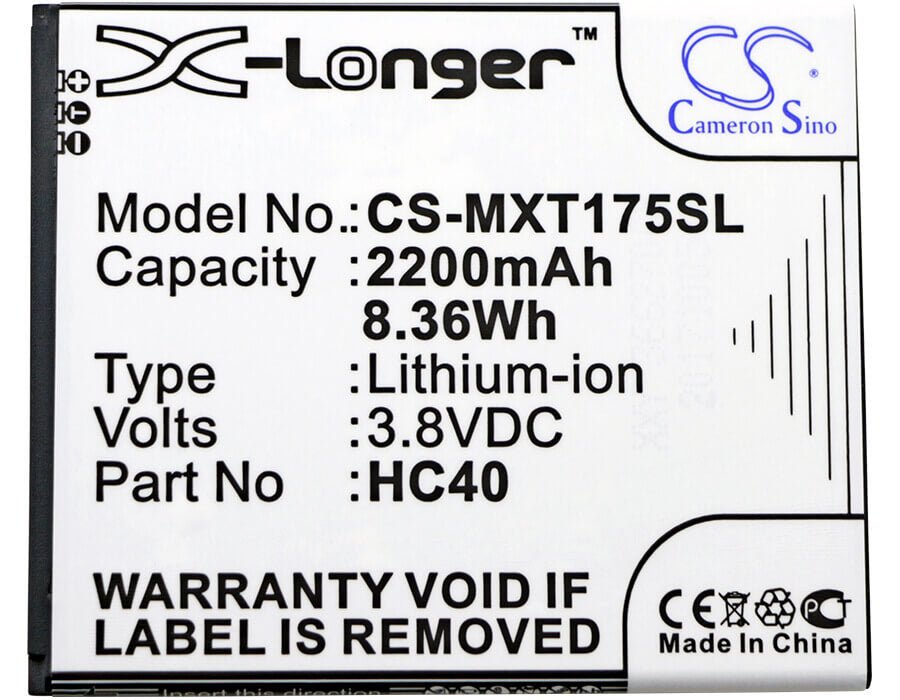 3.8V, Li-ion, 2200mAh, SmartPhone battery fits Motorola, Hc40, M2998, M2c63, 8.36Wh Mobile, SmartPhone Cameron Sino Technology Limited (Smartphone)