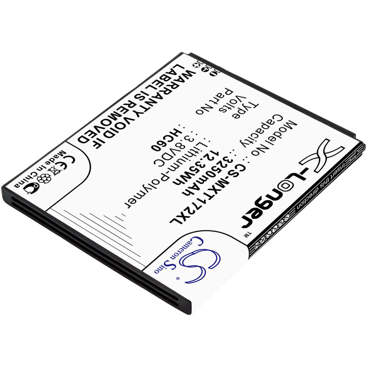 3.8V, Li-Polymer, 3250mAh, SmartPhone battery fits Motorola, Hc60, Moto C Plus, Moto C Plus Dual Sim, 12.35Wh Mobile, SmartPhone Cameron Sino Technology Limited (Smartphone)