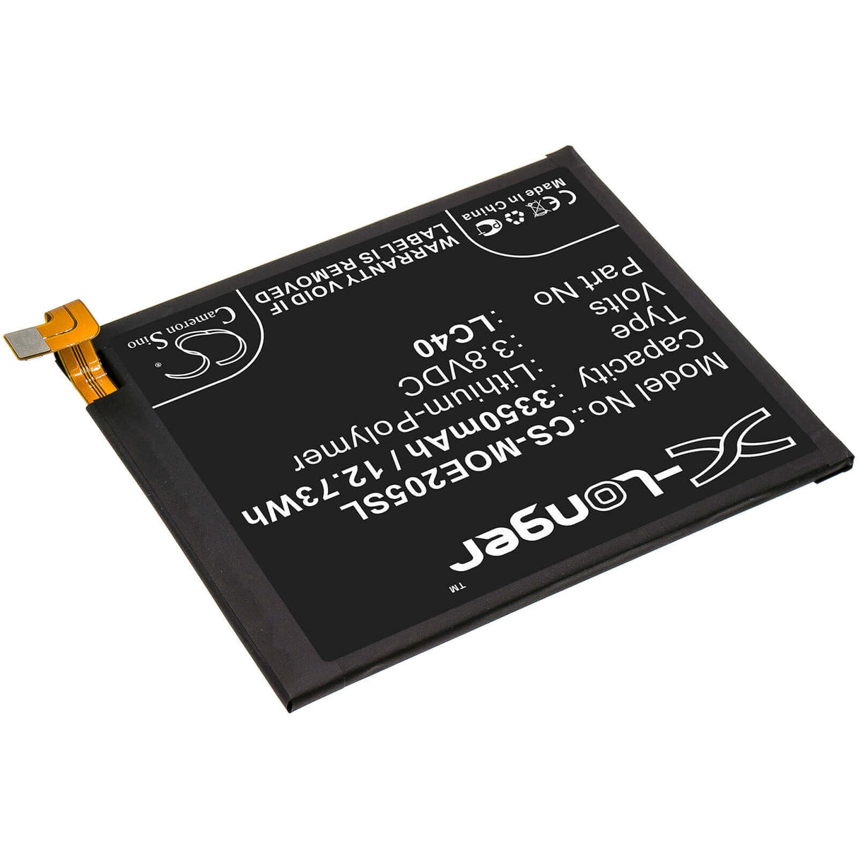 3.8V, Li-Polymer, 3350mAh, SmartPhone battery fits Motorola, Lc40, Moto E 2020, Moto E7, 12.73Wh Mobile, SmartPhone Cameron Sino Technology Limited (Smartphone)