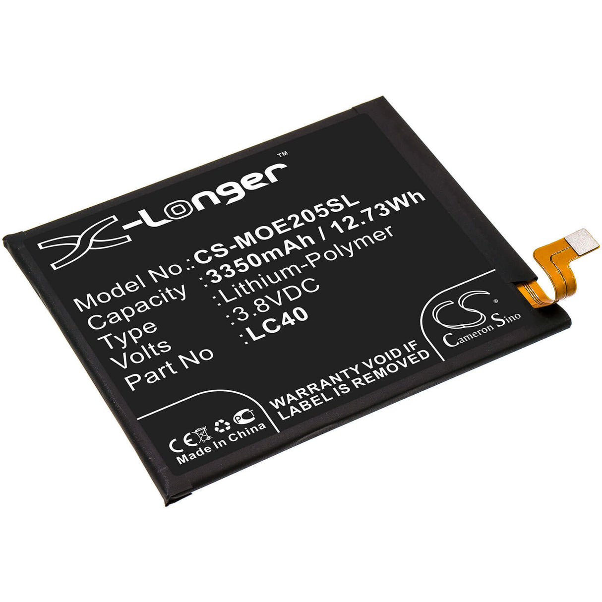 3.8V, Li-Polymer, 3350mAh, SmartPhone battery fits Motorola, Lc40, Moto E 2020, Moto E7, 12.73Wh Mobile, SmartPhone Cameron Sino Technology Limited (Smartphone)