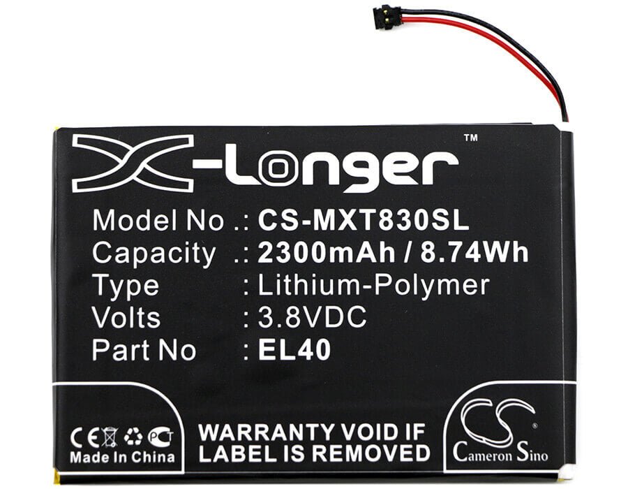 3.8V, Li-Polymer, 2300mAh, SmartPhone battery fits Motorola, El40, Moto E Xt1019, Xt1019, 8.74Wh Mobile, SmartPhone Cameron Sino Technology Limited (Smartphone)