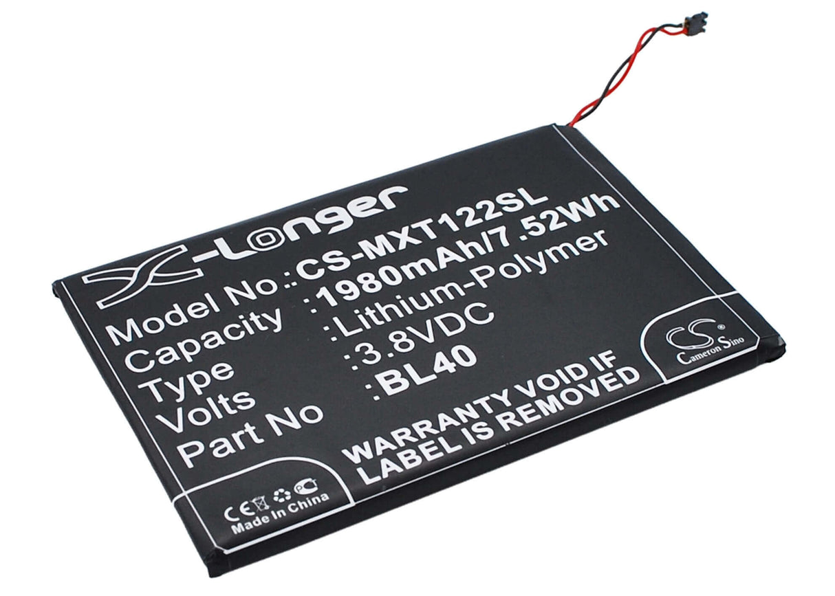 3.8V, Li-Polymer, 1980mAh, SmartPhone battery fits Motorola, Bl40, Moto E, Moto E Dual Tv, 7.52Wh Mobile, SmartPhone Cameron Sino Technology Limited (Smartphone)