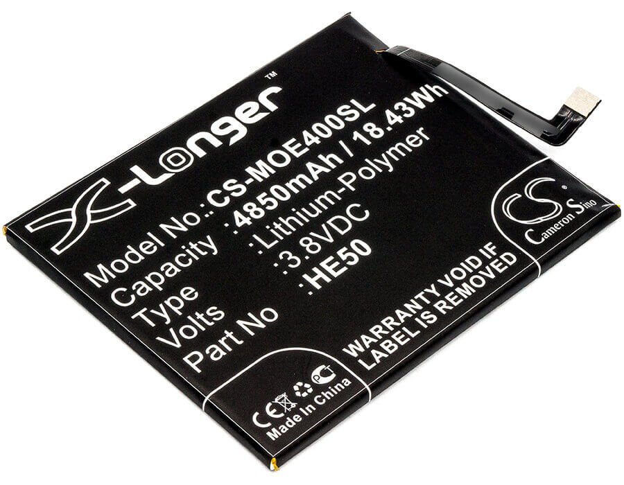 3.8V, Li-Polymer, 4850mAh, SmartPhone battery fits Motorola, He50, Moto E4 Plus, Moto E5 Plus, 18.43Wh Mobile, SmartPhone Cameron Sino Technology Limited (Smartphone)