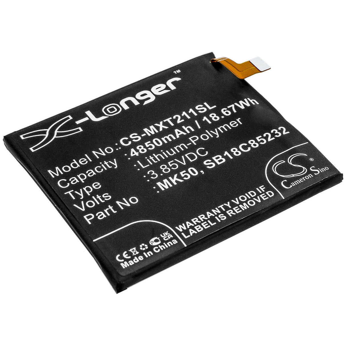3.85V, Li-Polymer, 4850mAh, SmartPhone battery fits Motorola, Mk50, Moto G 5g, Moto G 5g 2021, 18.67Wh Mobile, SmartPhone Cameron Sino Technology Limited (Smartphone)