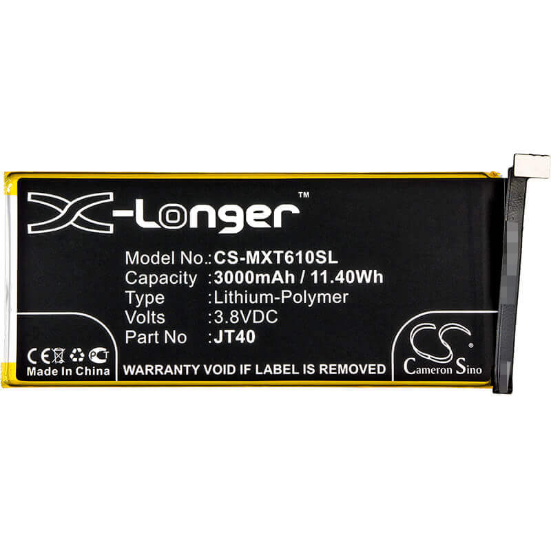 3.8V, Li-Polymer, 3000mAh, SmartPhone battery fits Motorola, Jt40, Moto G6 Plus, Xt1926-1, 11.4Wh Mobile, SmartPhone Cameron Sino Technology Limited (Smartphone)