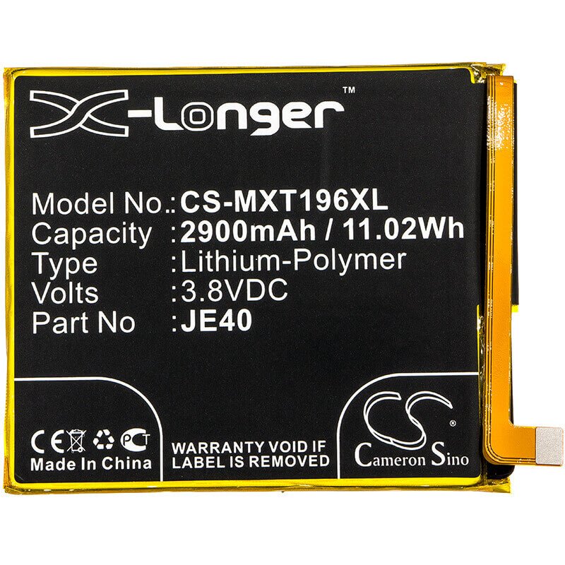 3.8V, Li-Polymer, 2900mAh, SmartPhone battery fits T-mobile, Motorola, Je40, Moto G7 Optimo, Moto G7 Optimo Td-lte, 11.02Wh Mobile, SmartPhone Cameron Sino Technology Limited (Smartphone)