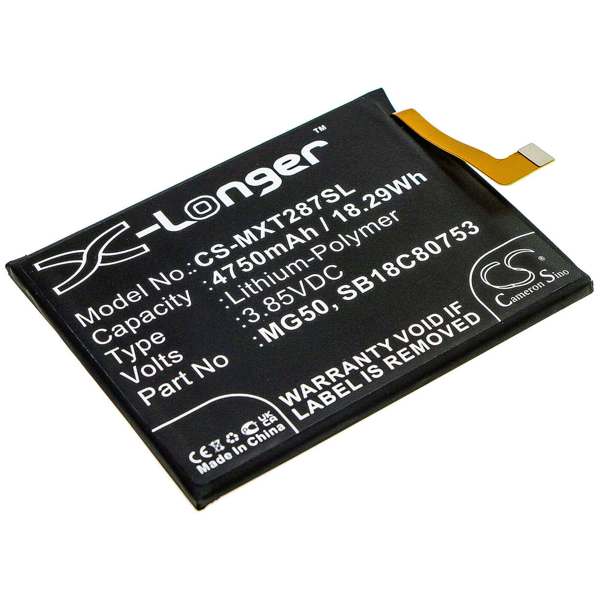 3,85V, Li-Polymère, 4750mAh, batterie de smartphone compatible avec Motorola, Mg50, Moto G9 Plus, Xt2087-1, 18,29Wh Mobile, Smartphone Cameron Sino Technology Limited (Smartphone)